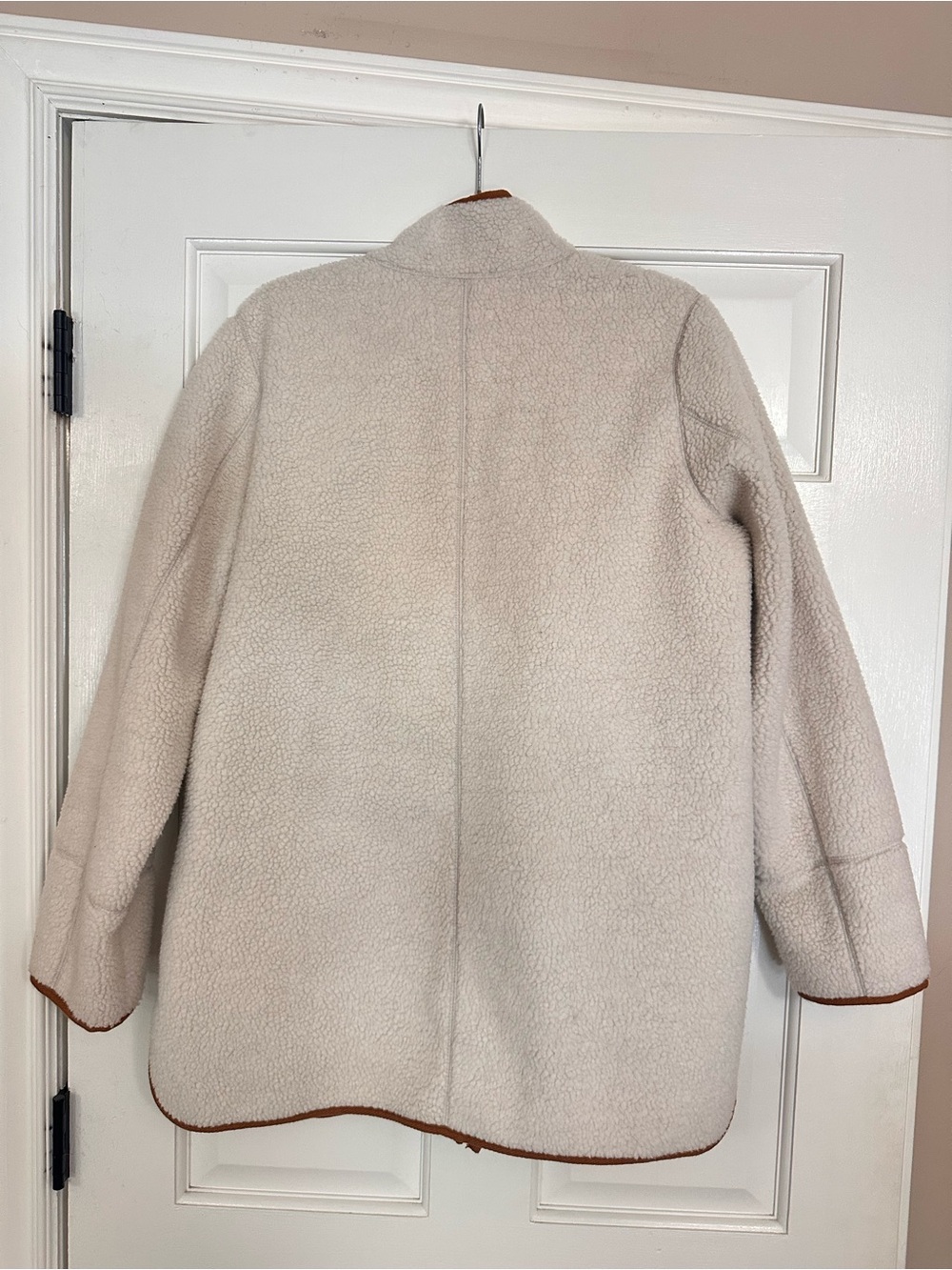 Old Navy Cream Sherpa Coat with Brown Trim - Picture 6 of 6